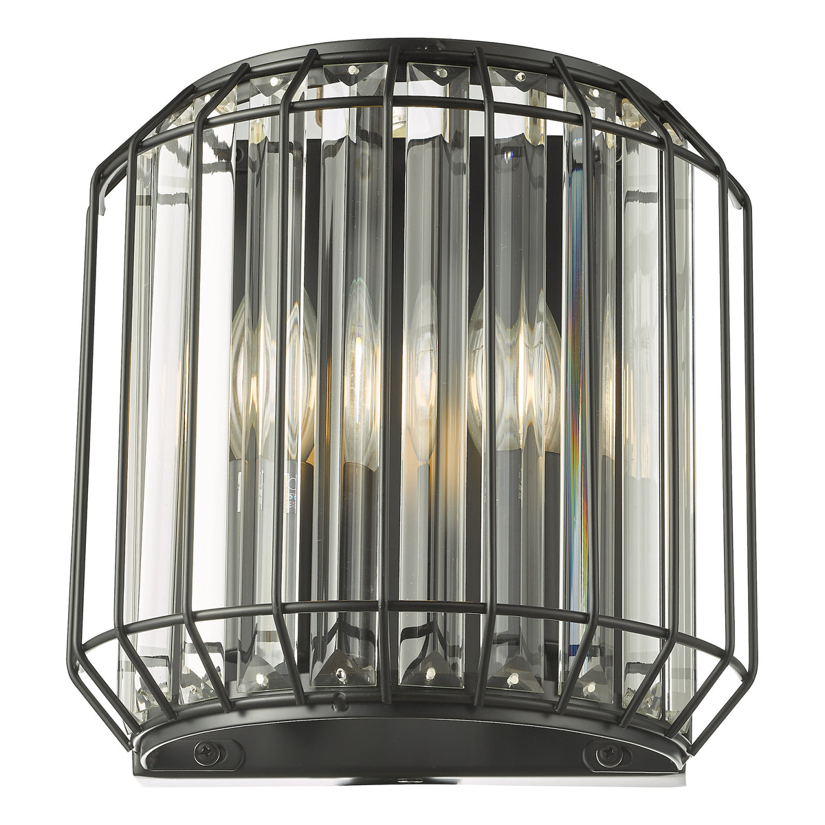 Naeva Wall Light in Satin Black with Faceted Crystals