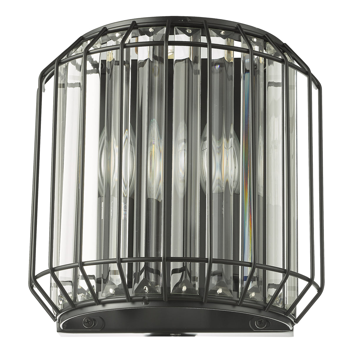 Naeva Wall Light in Satin Black with Faceted Crystals