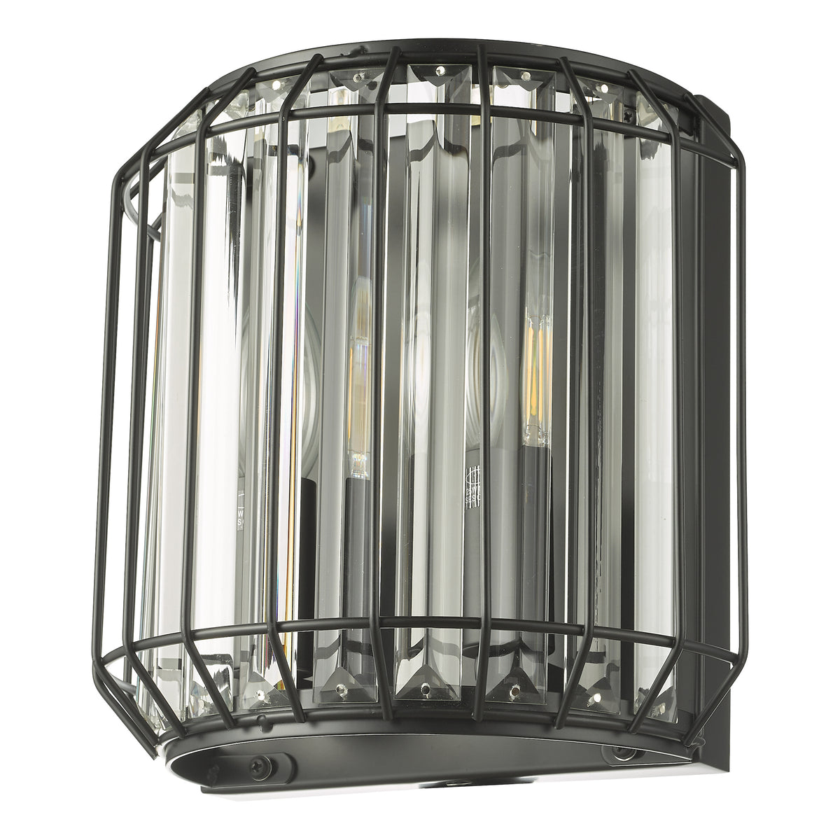 Naeva Wall Light in Satin Black with Faceted Crystals