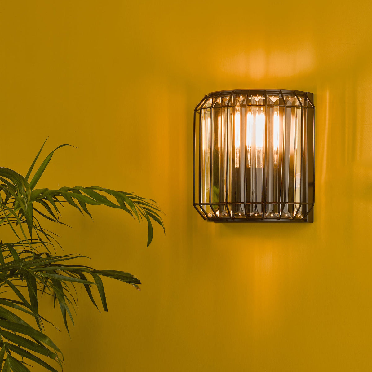 Naeva Wall Light in Satin Black with Faceted Crystals