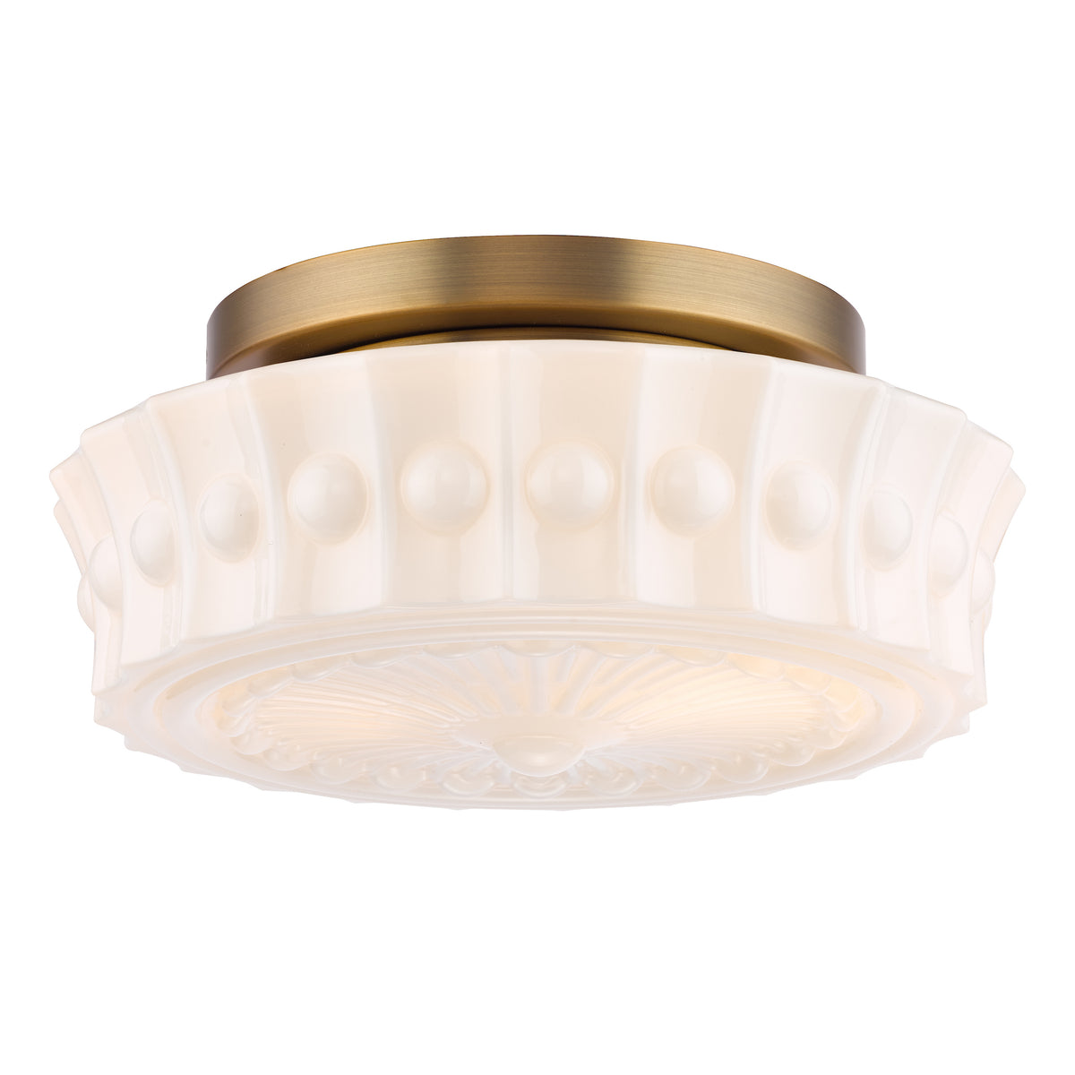 Neema Semi Flush Ceiling Light in Antique Bronze with Opal Glass Shade