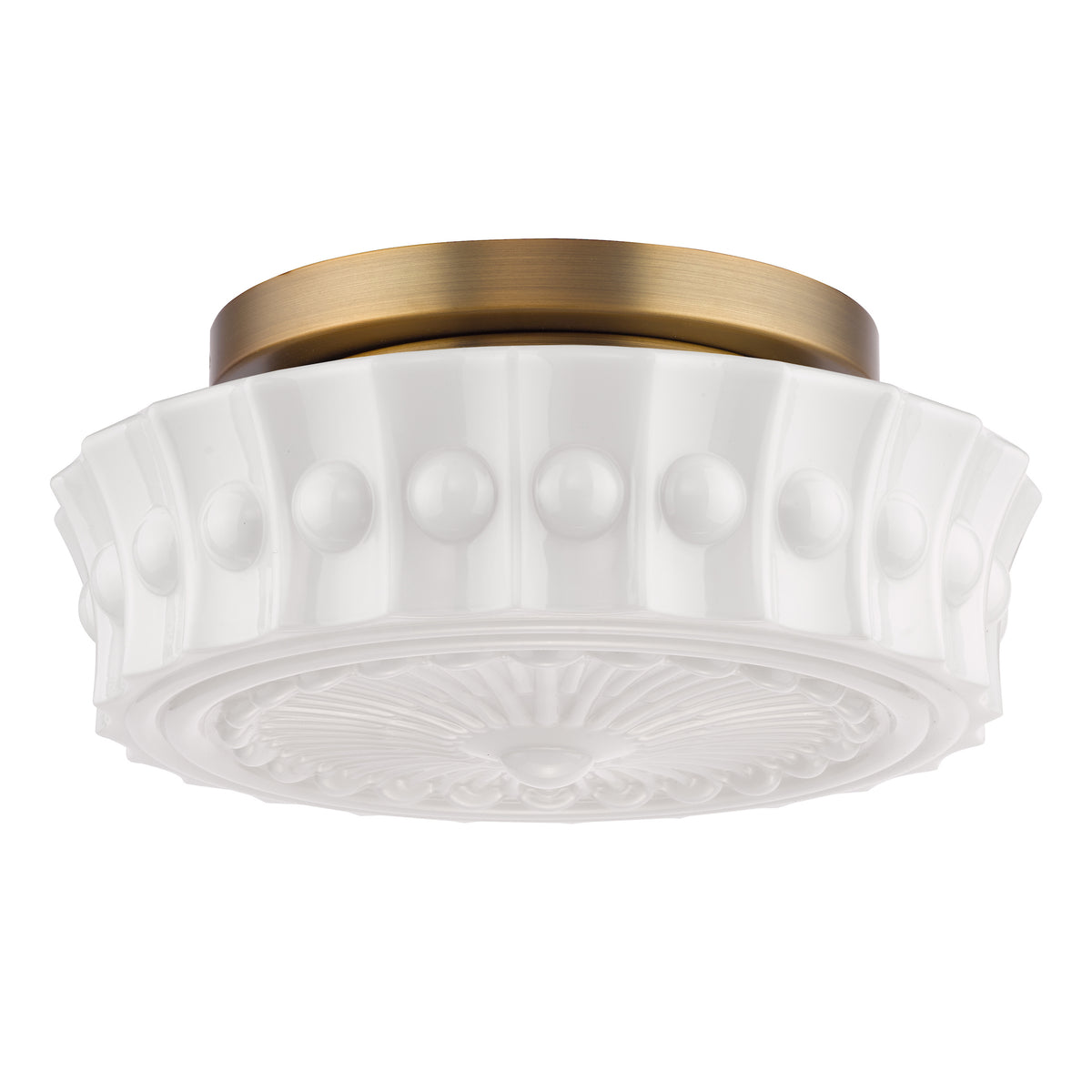 Neema Semi Flush Ceiling Light in Antique Bronze with Opal Glass Shade