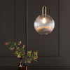 Nikolas Single Pendant In Antique Brass With Ribbed Clear Glass Shade