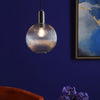 Nikolas Single Pendant In Antique Chrome With Ribbed Clear Glass Shade