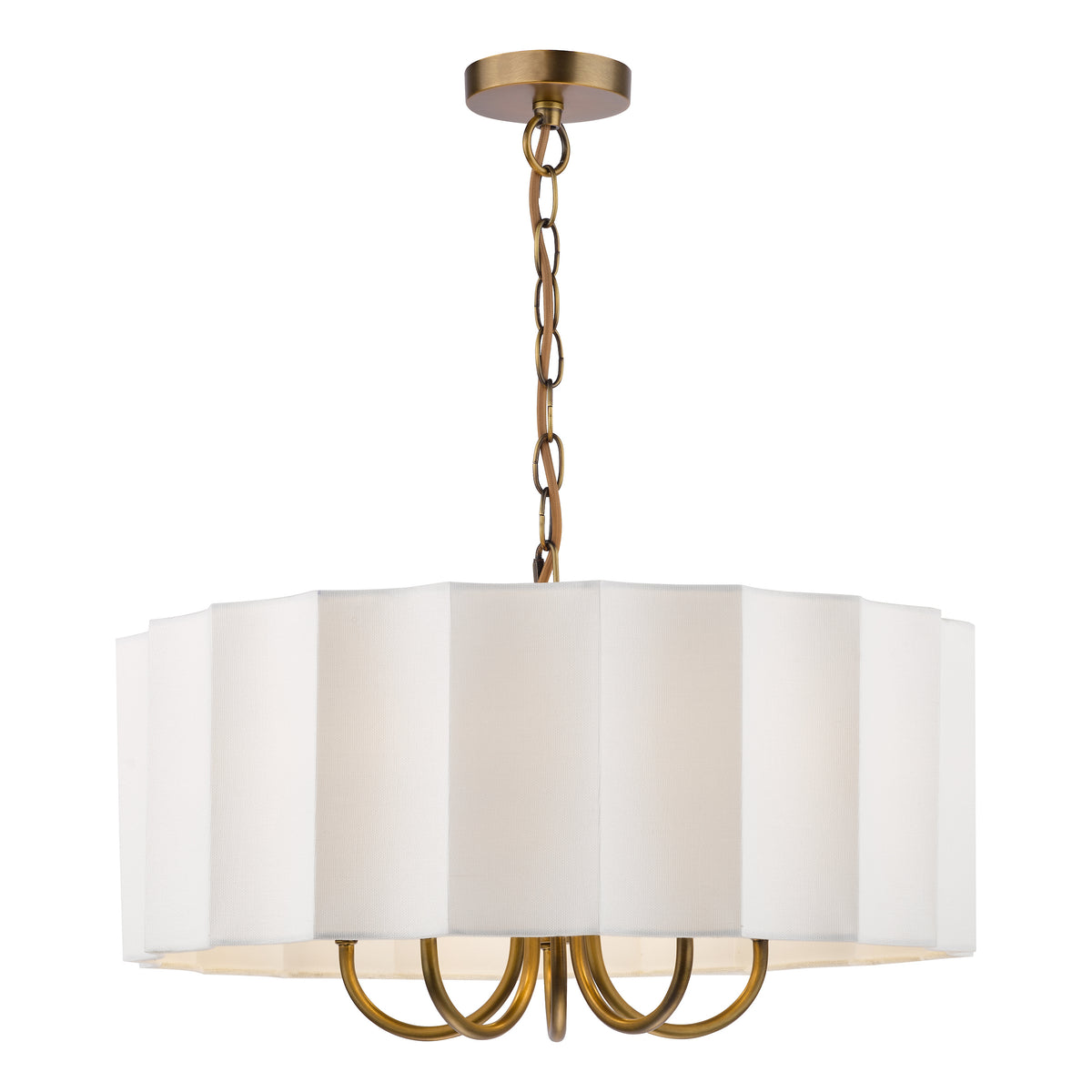 Noura Five Arm Pendant in Antique Bronze with Ivory Shade