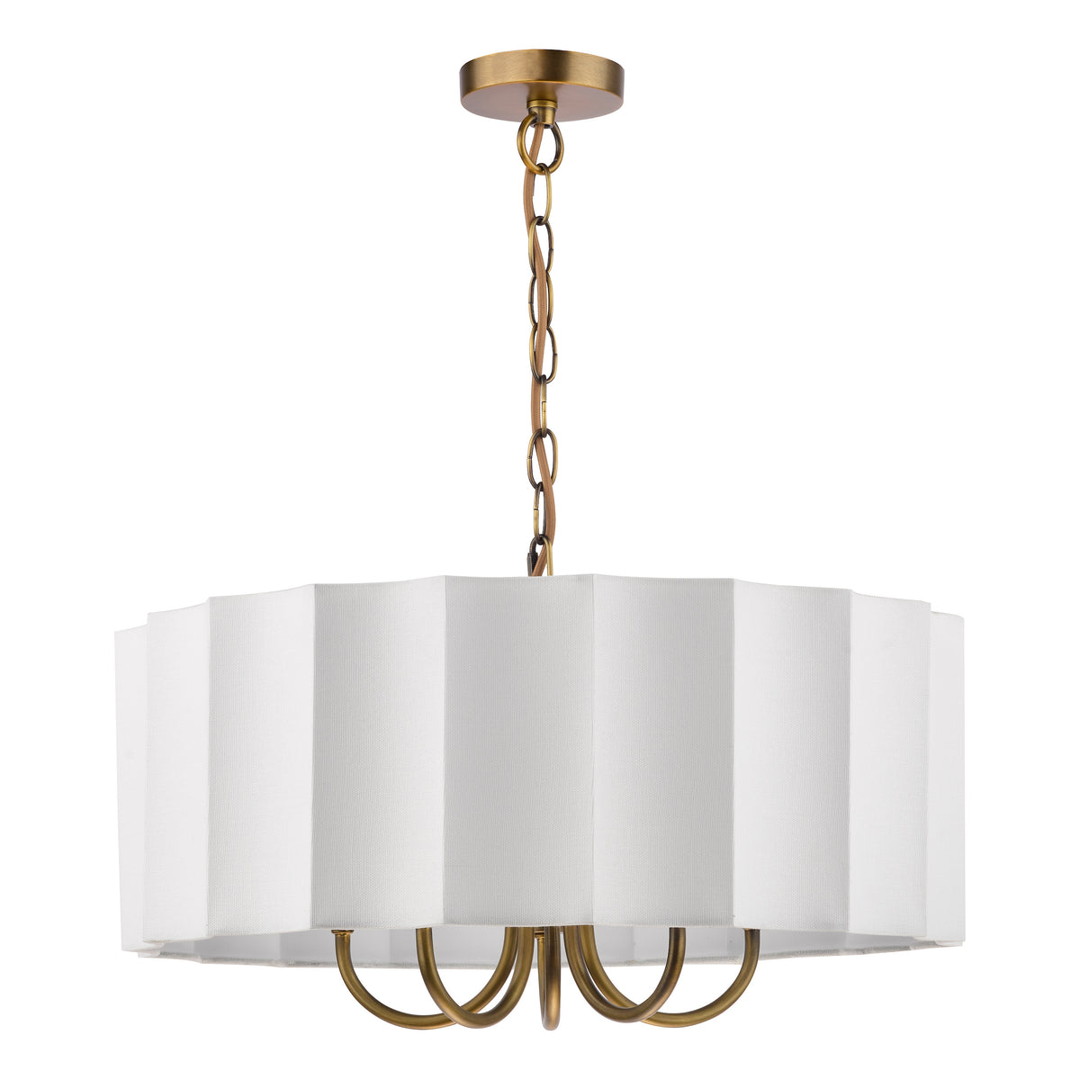 Noura Five Arm Pendant in Antique Bronze with Ivory Shade