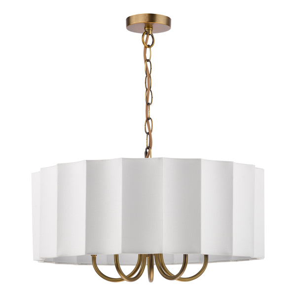 Noura Five Arm Pendant in Antique Bronze with Ivory Shade