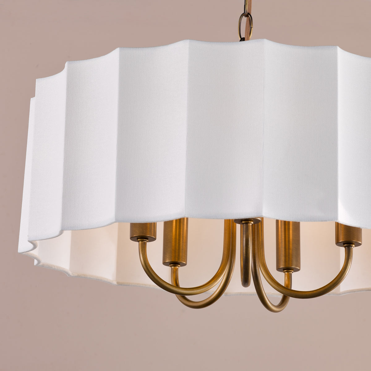 Noura Five Arm Pendant in Antique Bronze with Ivory Shade