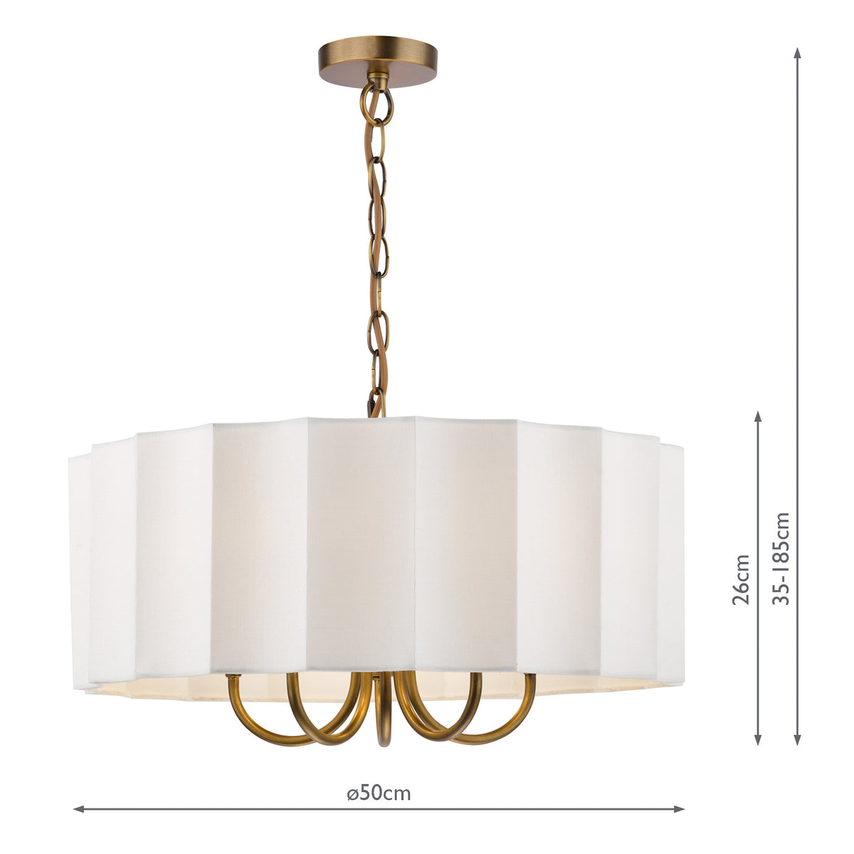 Noura Five Arm Pendant in Antique Bronze with Ivory Shade