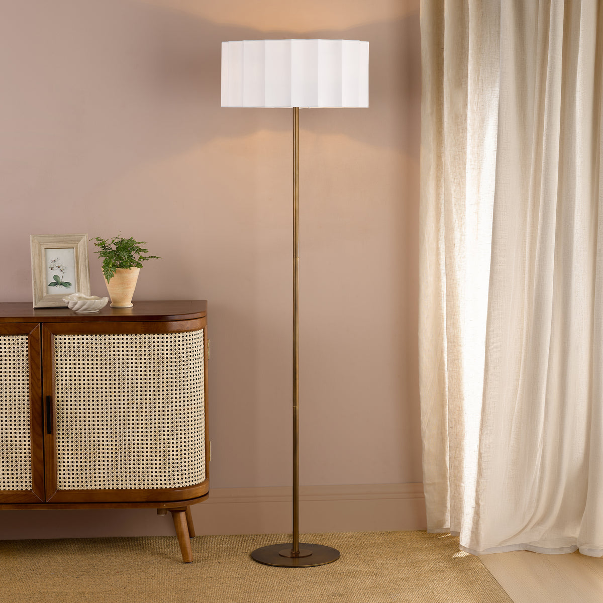 Noura Floor lamp in Antique Bronze with Ivory Shade