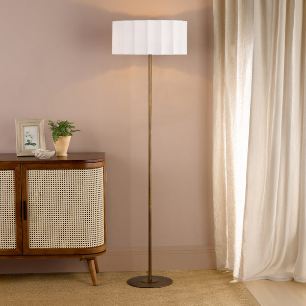 Noura Floor lamp in Antique Bronze with Ivory Shade