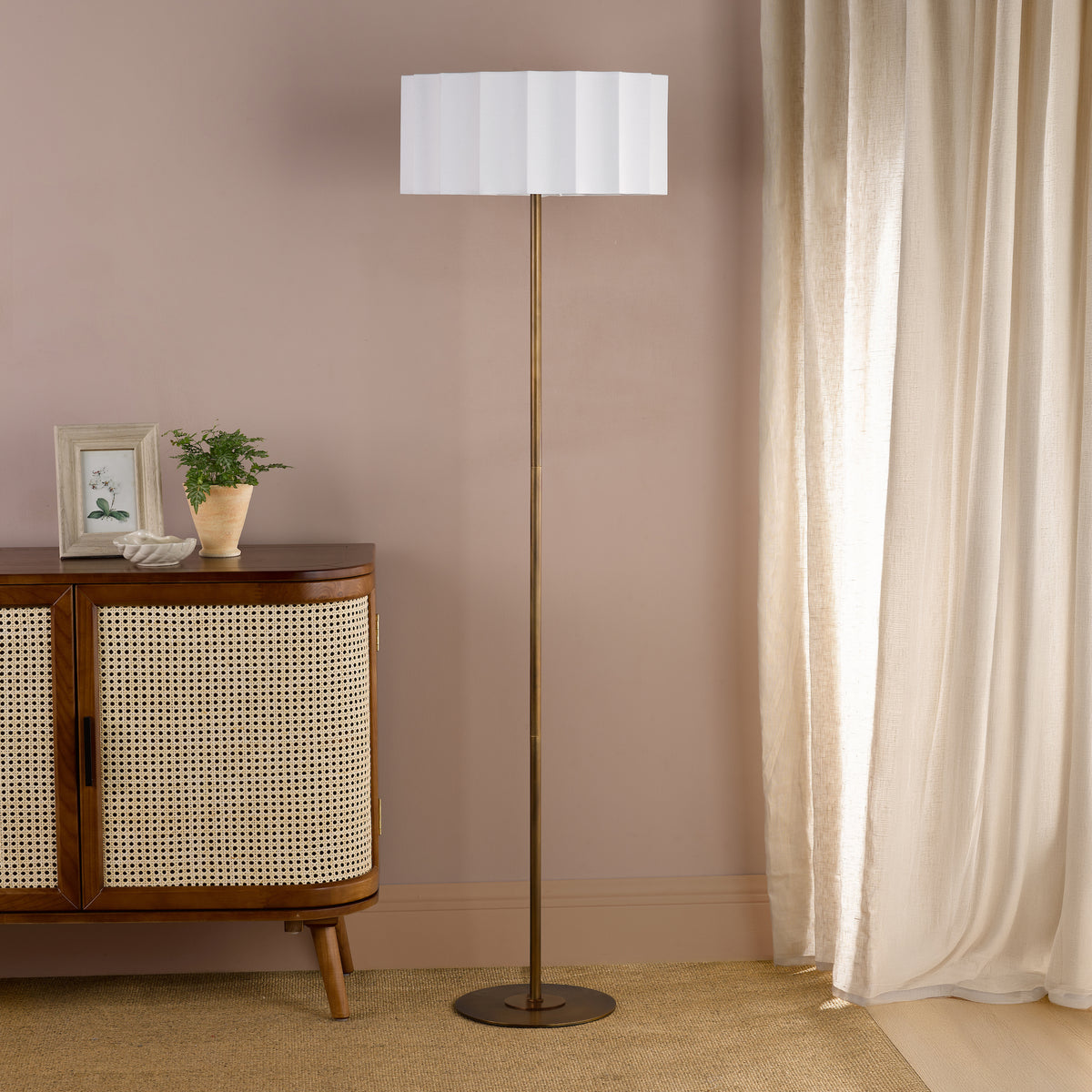 Noura Floor lamp in Antique Bronze with Ivory Shade