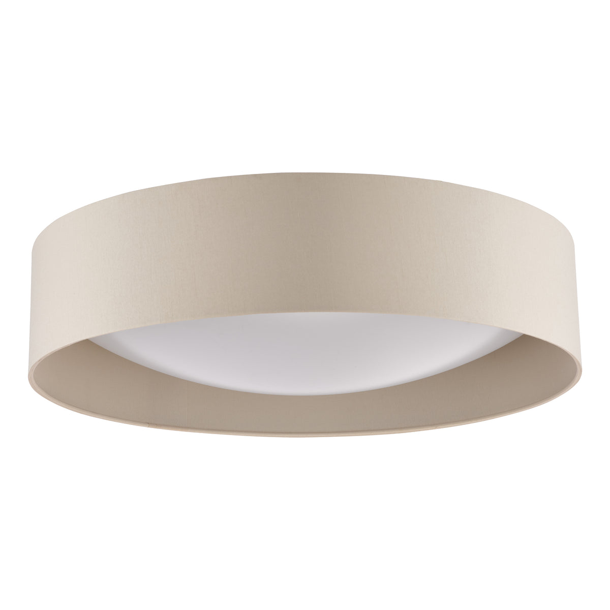 Nysa Large Flush Ceiling Light in Taupe Faux Silk with Acrylic Diffuser