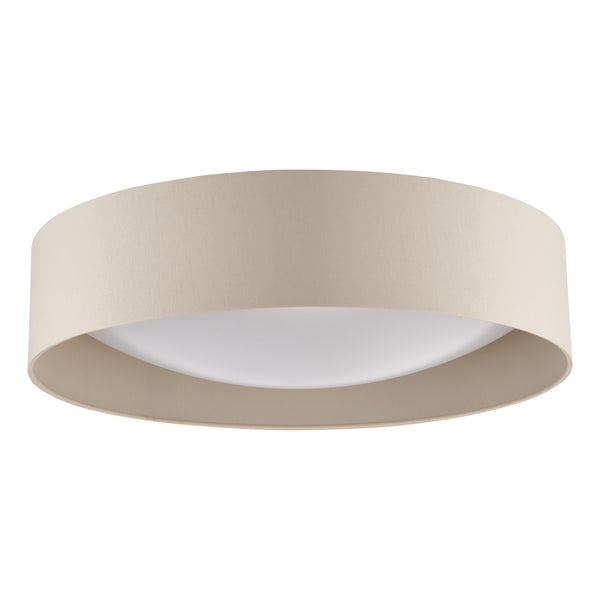 Nysa Large Flush Ceiling Light in Taupe Faux Silk with Acrylic Diffuser