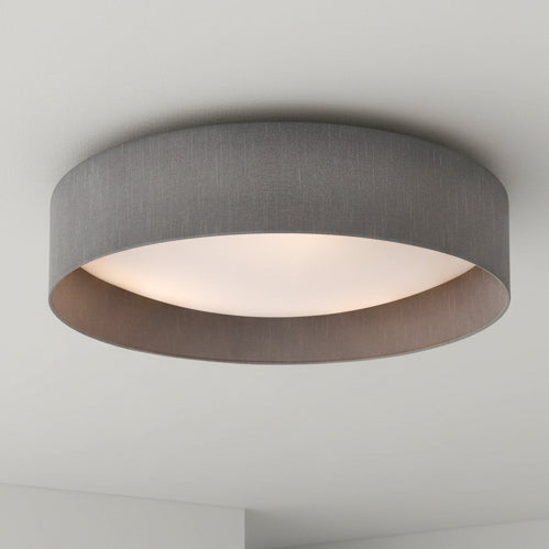 Grey fabric ceiling light with a white diffuser