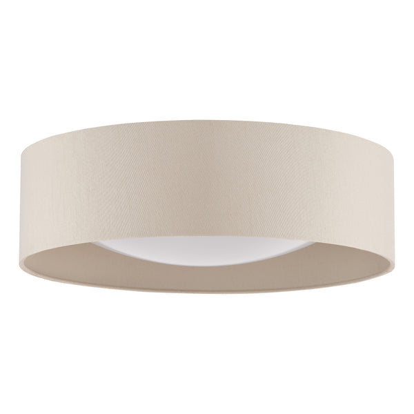 Nysa Flush Ceiling Light in Taupe Faux Silk with Acrylic Diffuser