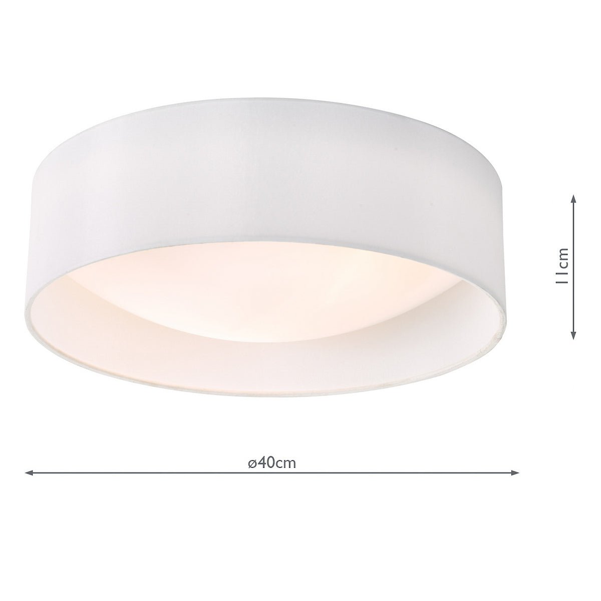 White ceiling light with a diameter of 40cm and a height of 11cm