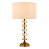Oleana Table Lamp in Antique Bronze and Amber Crystal with Faux Silk Shade