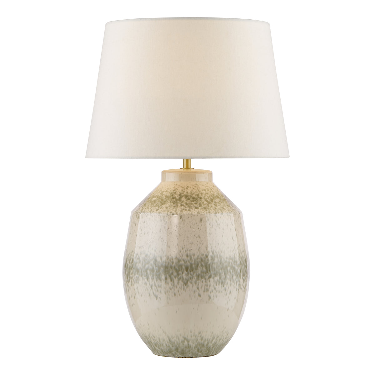 Omari Ceramic Table Lamp with Green Speckle Base & Ivory Linen Shade