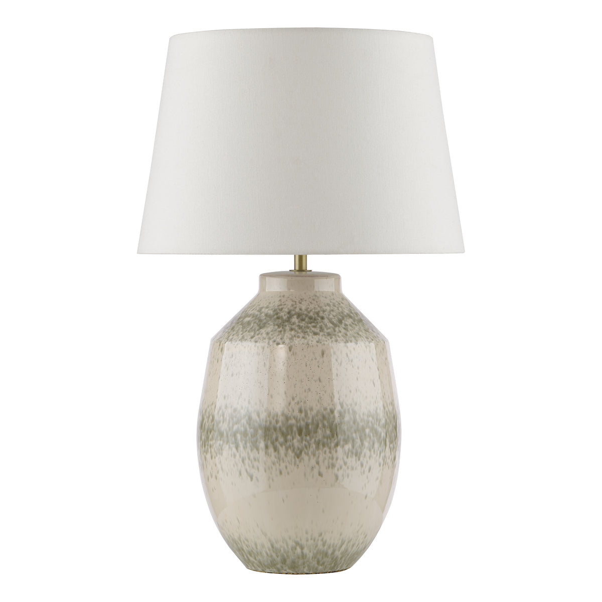 Omari Ceramic Table Lamp with Green Speckle Base & Ivory Linen Shade