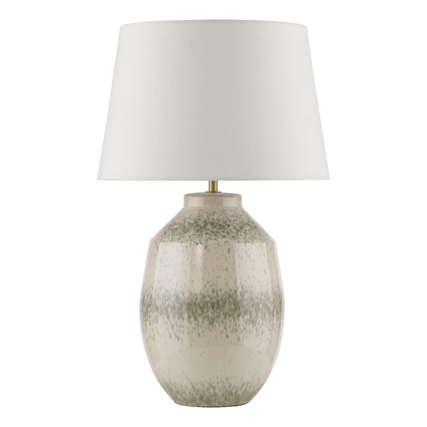 Omari Ceramic Table Lamp with Green Speckle Base & Ivory Linen Shade