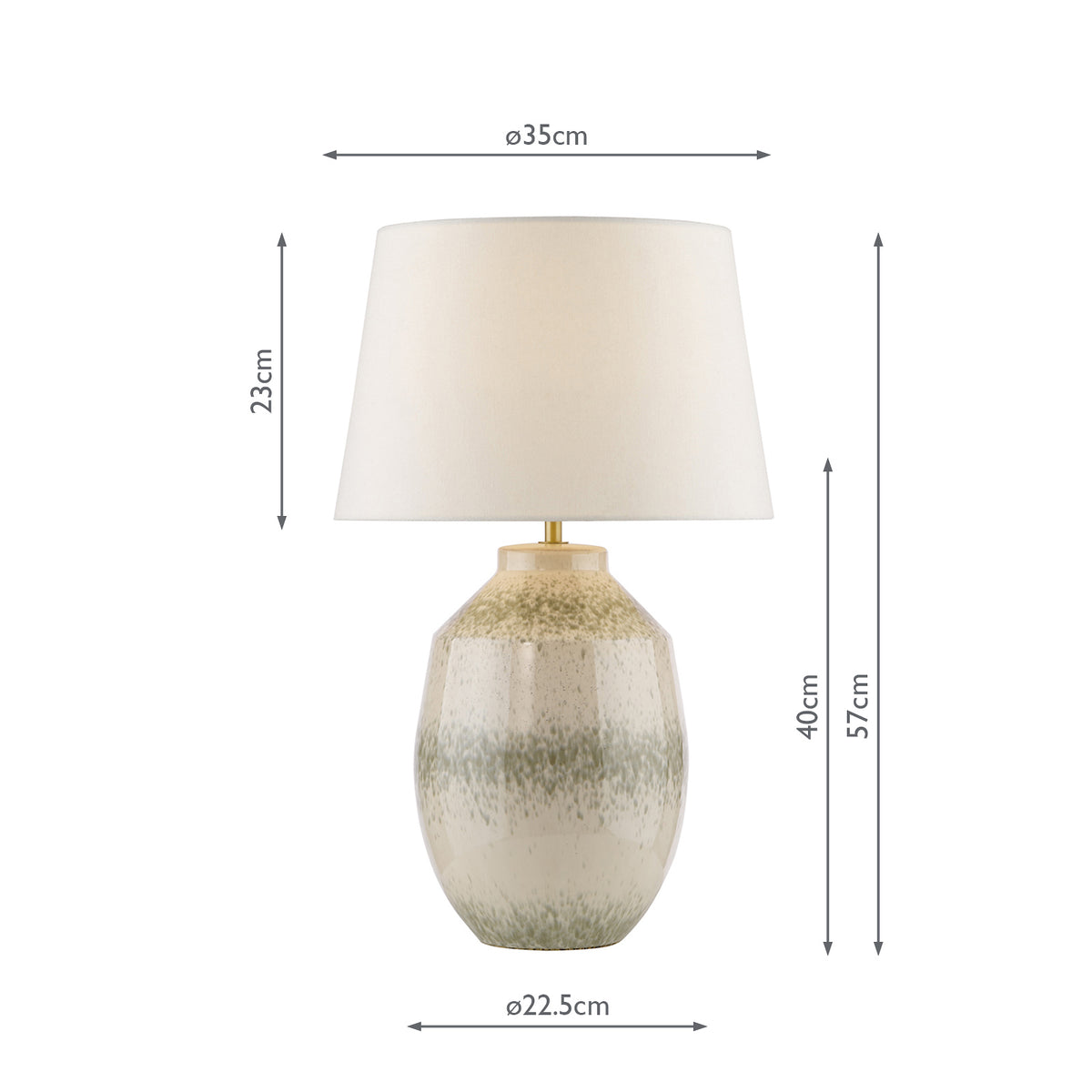 Omari Ceramic Table Lamp with Green Speckle Base & Ivory Linen Shade