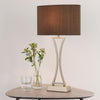 Oporto Wavy Table Lamp In Antique Brass With Brown Fabric Shade