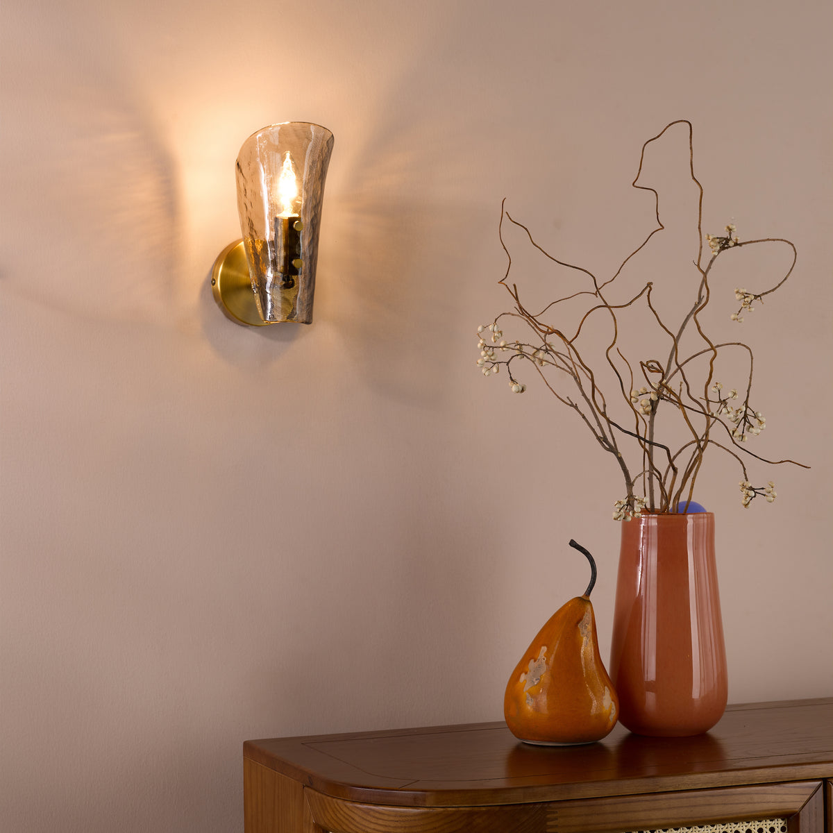 Ordelle Adjustable Switched Wall Light in Antique Bronze with Tea Smoked Glass Shade