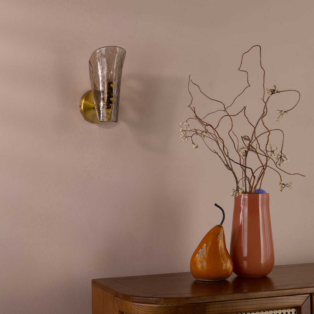 Ordelle Adjustable Switched Wall Light in Antique Bronze with Tea Smoked Glass Shade