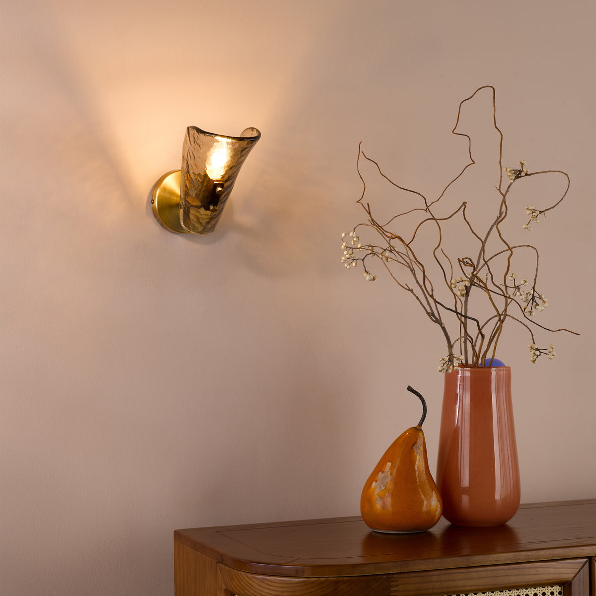 Ordelle Adjustable Switched Wall Light in Antique Bronze with Tea Smoked Glass Shade