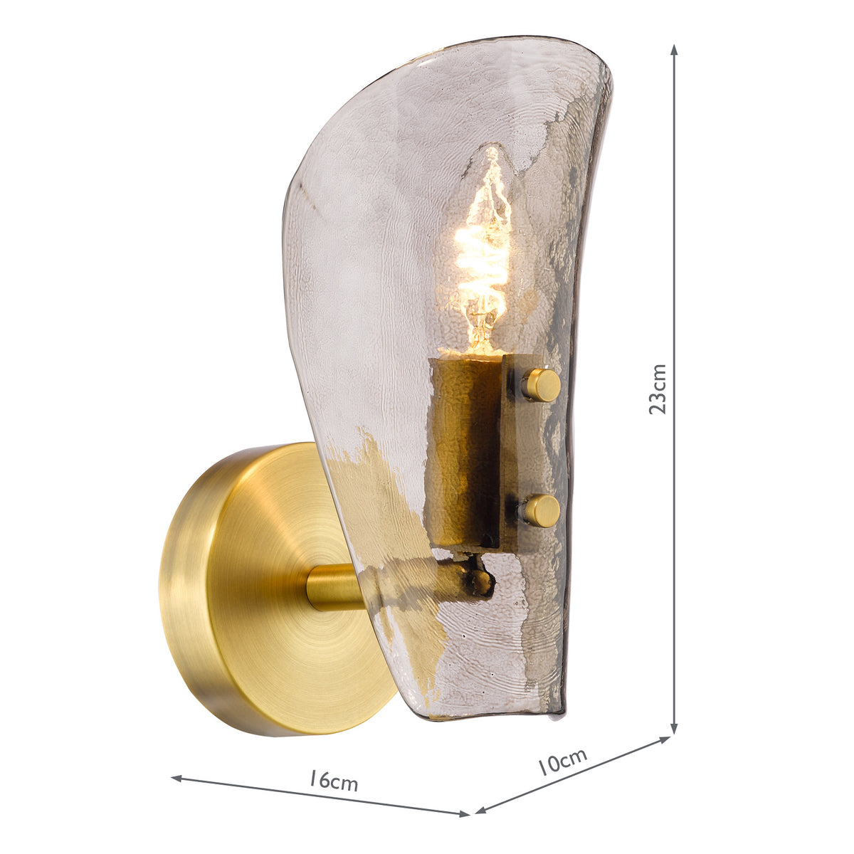 Ordelle Adjustable Switched Wall Light in Antique Bronze with Tea Smoked Glass Shade