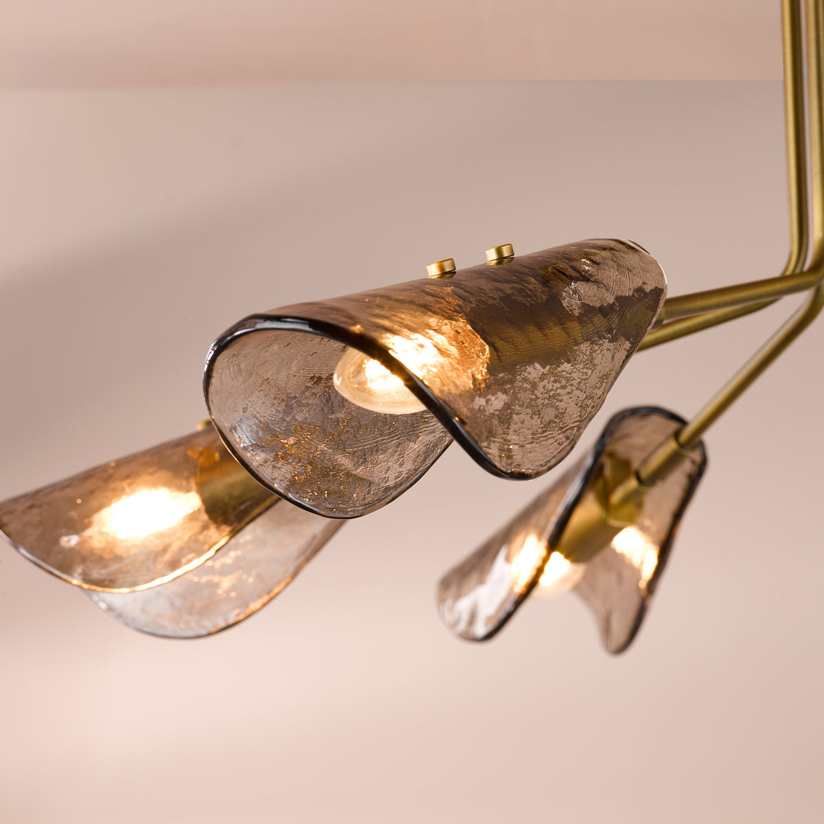 Ordelle Semi Flush Ceiling Light  in Antique Bronze with Tea Smoked Glass Shades