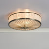 Oslo Flush Ceiling Light in Antique Brass with Ivory Organza Ribbon