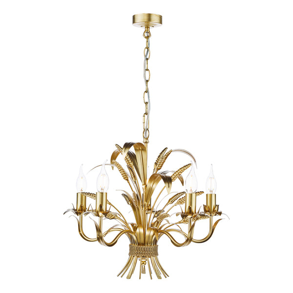 Phaedra Five Light Pendant Chandelier in Gold