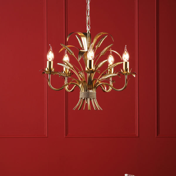 Phaedra Five Light Pendant Chandelier in Gold