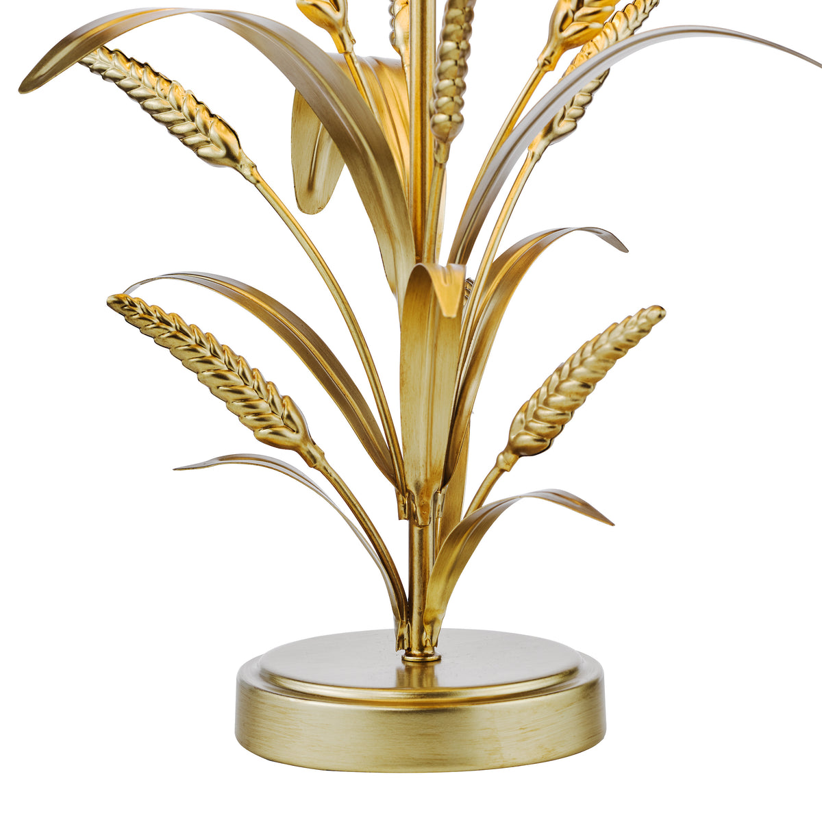 Gold wheat stalk sculpture on a round base