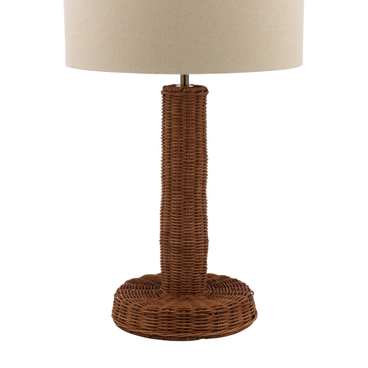 Portree Rattan Table Lamp with Natural Linen Drum Shade