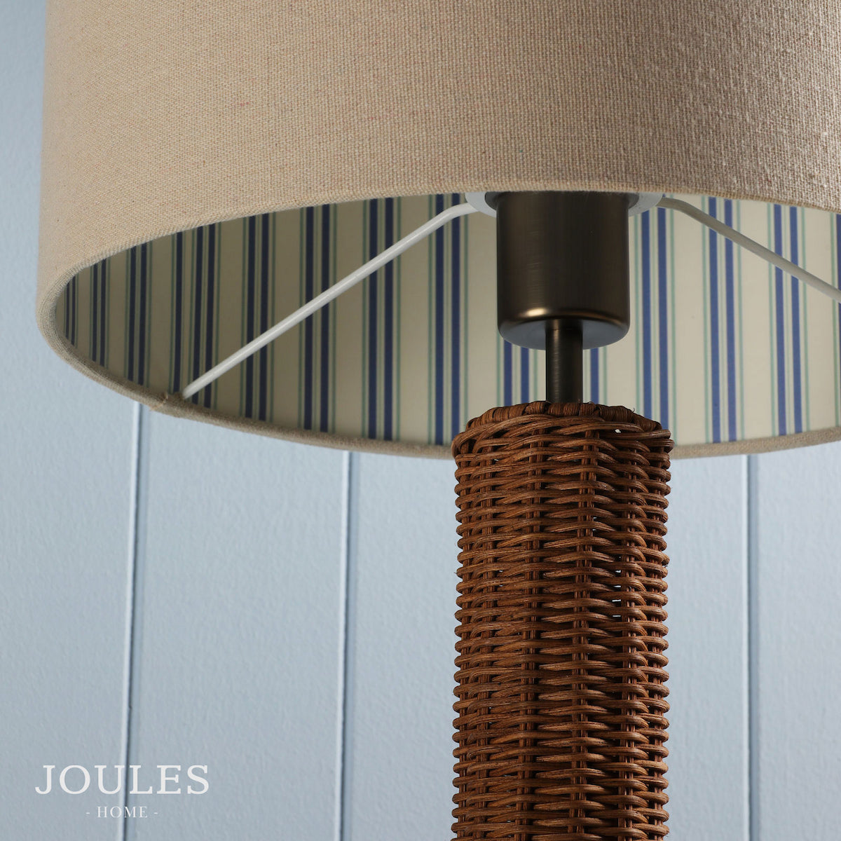 Portree Rattan Table Lamp with Natural Linen Drum Shade