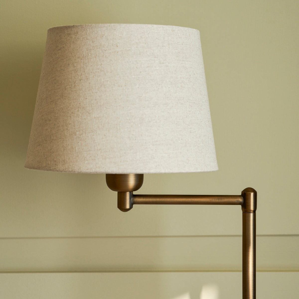 Peartree Antique Bronze Table Lamp With Natural Shade