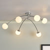 Puglia 6 Light Semi Flush Ceiling Light In Polished Chrome With Opal Glass Shades