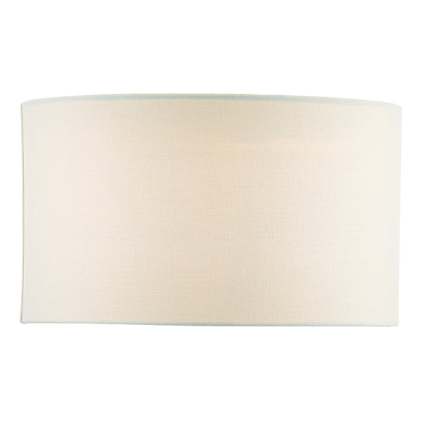 Off-white fabric drum lampshade with a subtle texture.