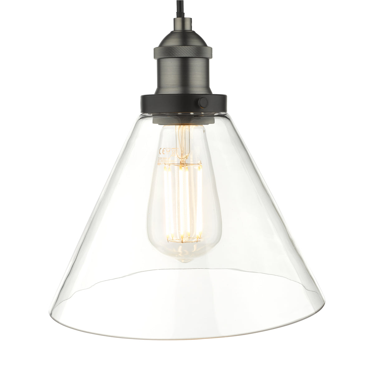 Ray Single Drop Pendant in Antique Nickel with Clear Glass Shade