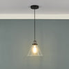 Ray Single Drop Pendant in Antique Nickel with Clear Glass Shade