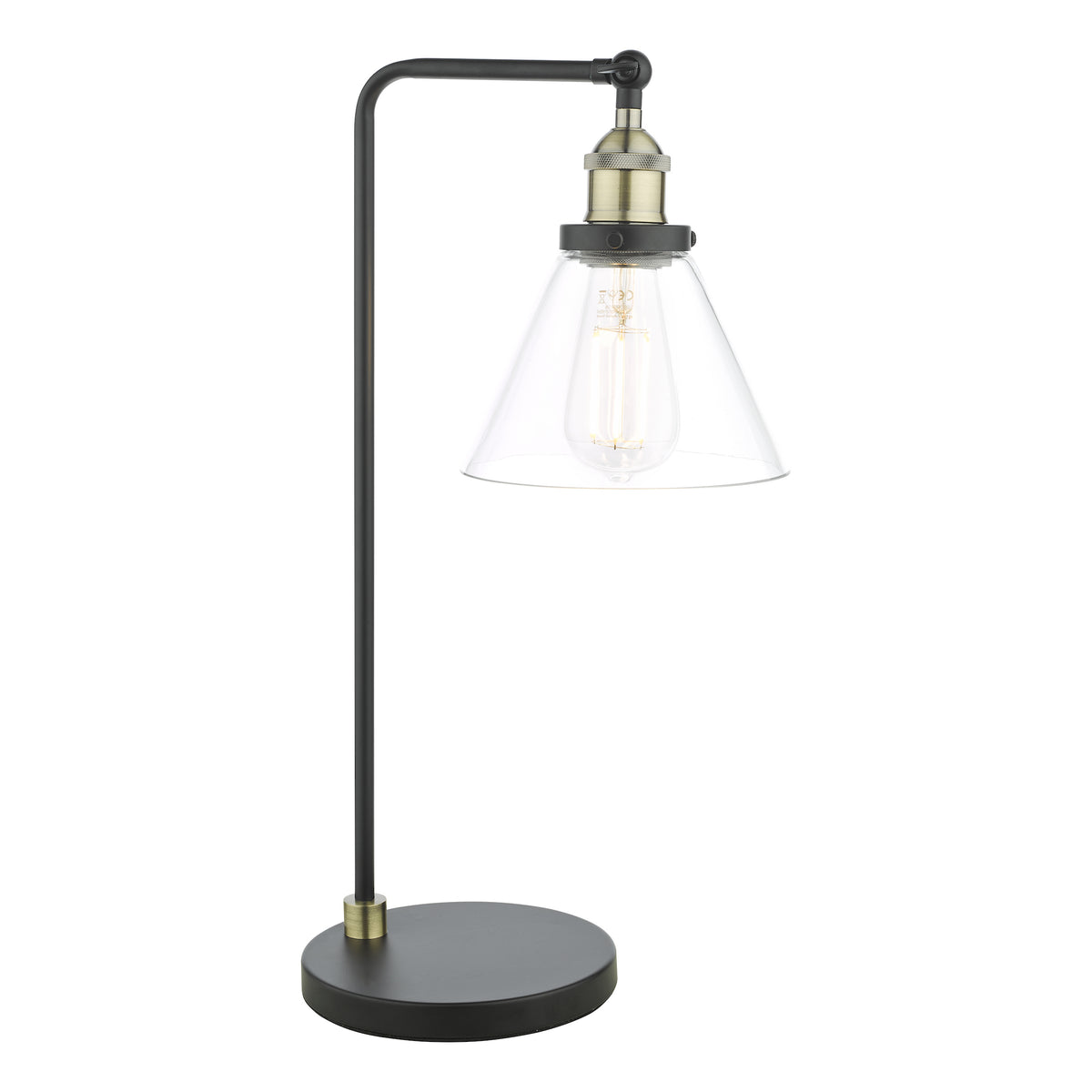 Ray Table Lamp in Antique Brass with Clear Glass Shade