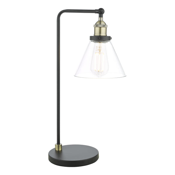 Ray Table Lamp in Antique Brass with Clear Glass Shade