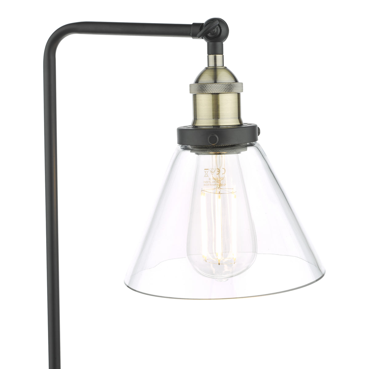 Ray Table Lamp in Antique Brass with Clear Glass Shade