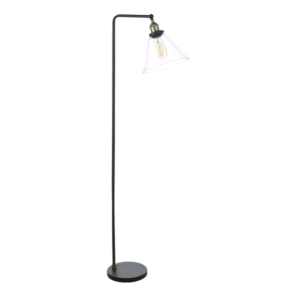 Ray Floor Lamp in Antique Brass with Clear Glass Shade