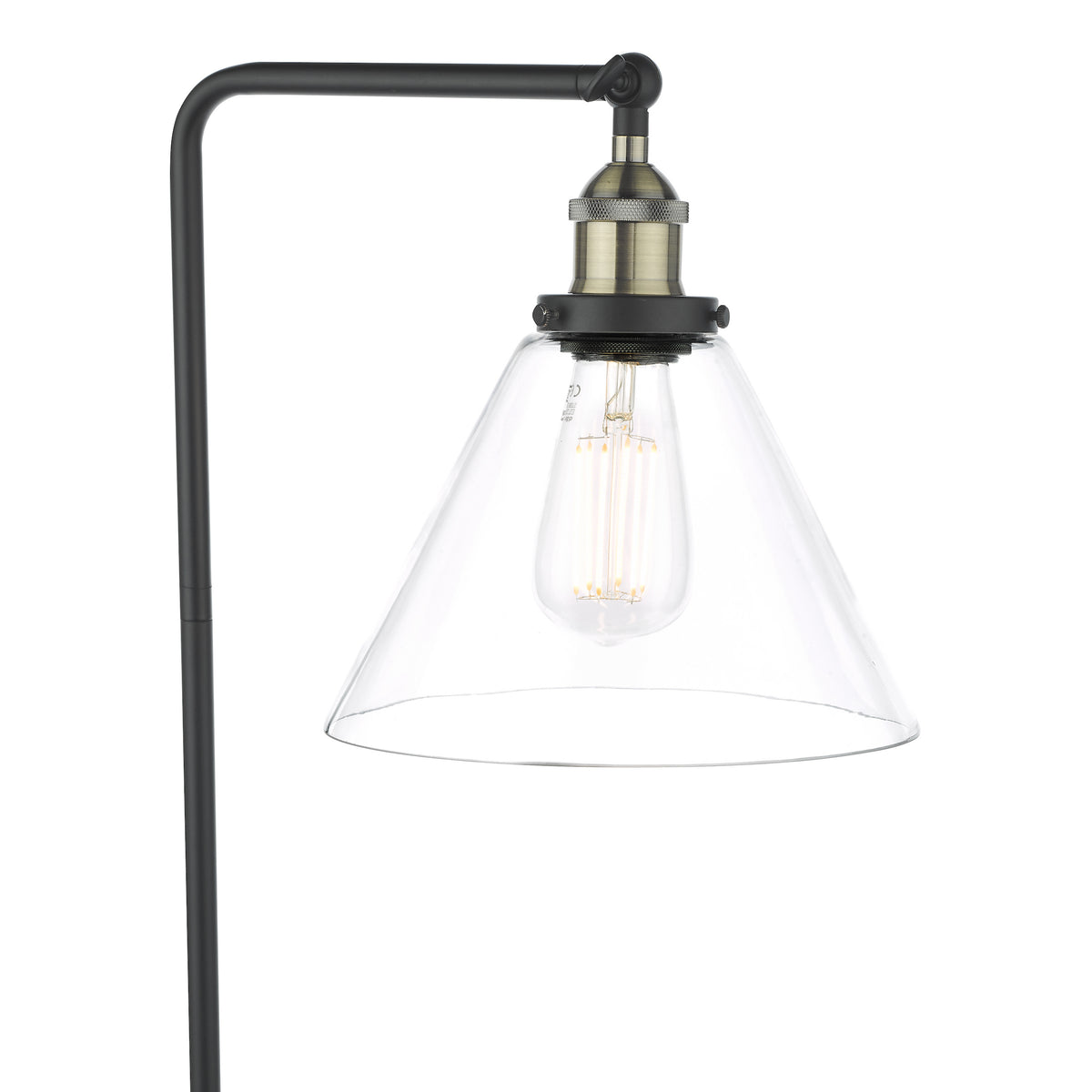 Ray Floor Lamp in Antique Brass with Clear Glass Shade