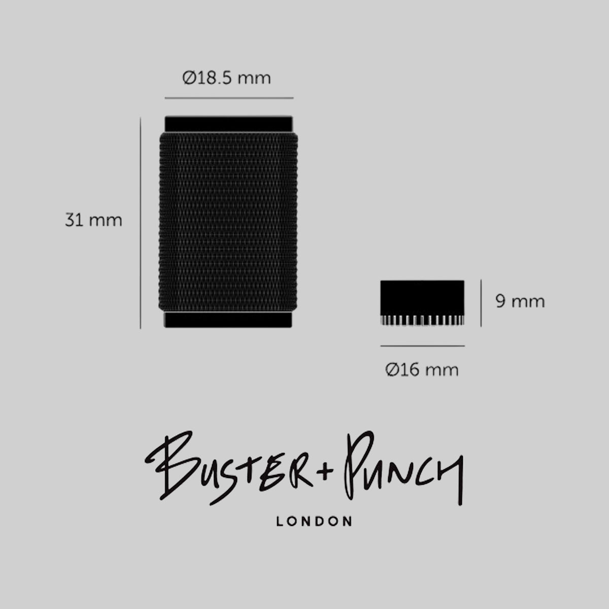 Cross Cut Knurled Dimmer Detail Kit in Black