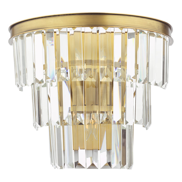 Brass and crystal wall sconce with tiered rectangular prisms